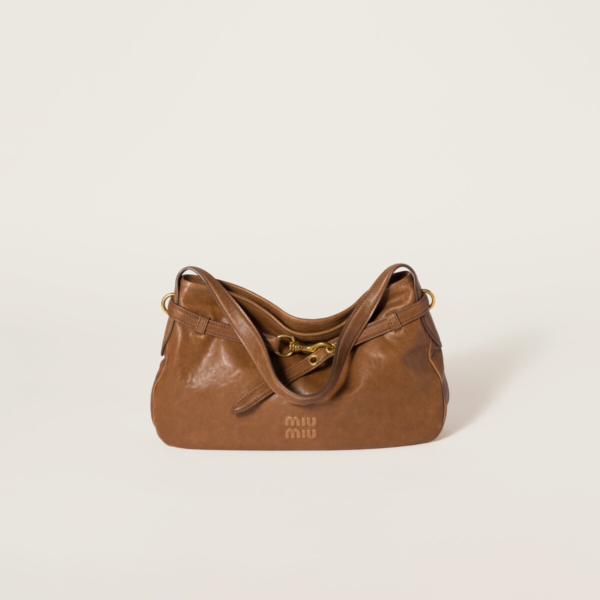 Borsa Aventure media in nappa marrone