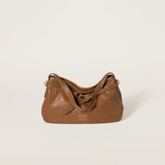 Borsa Aventure media in nappa marrone
