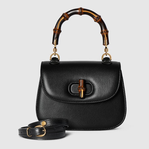Mini borsa GG Bamboo 1947 in pelle nera