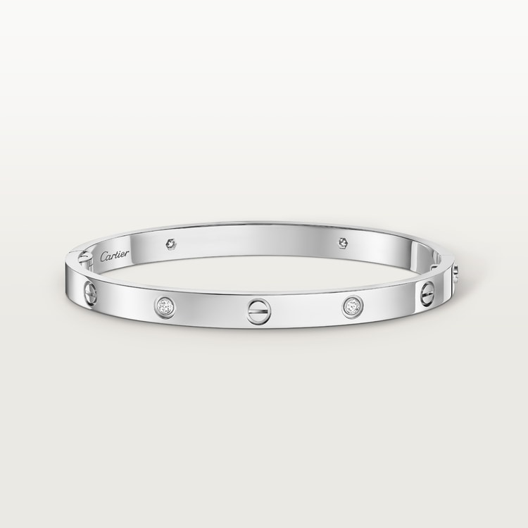 LOVE bracciale modello medio 4 diamanti in color argento
