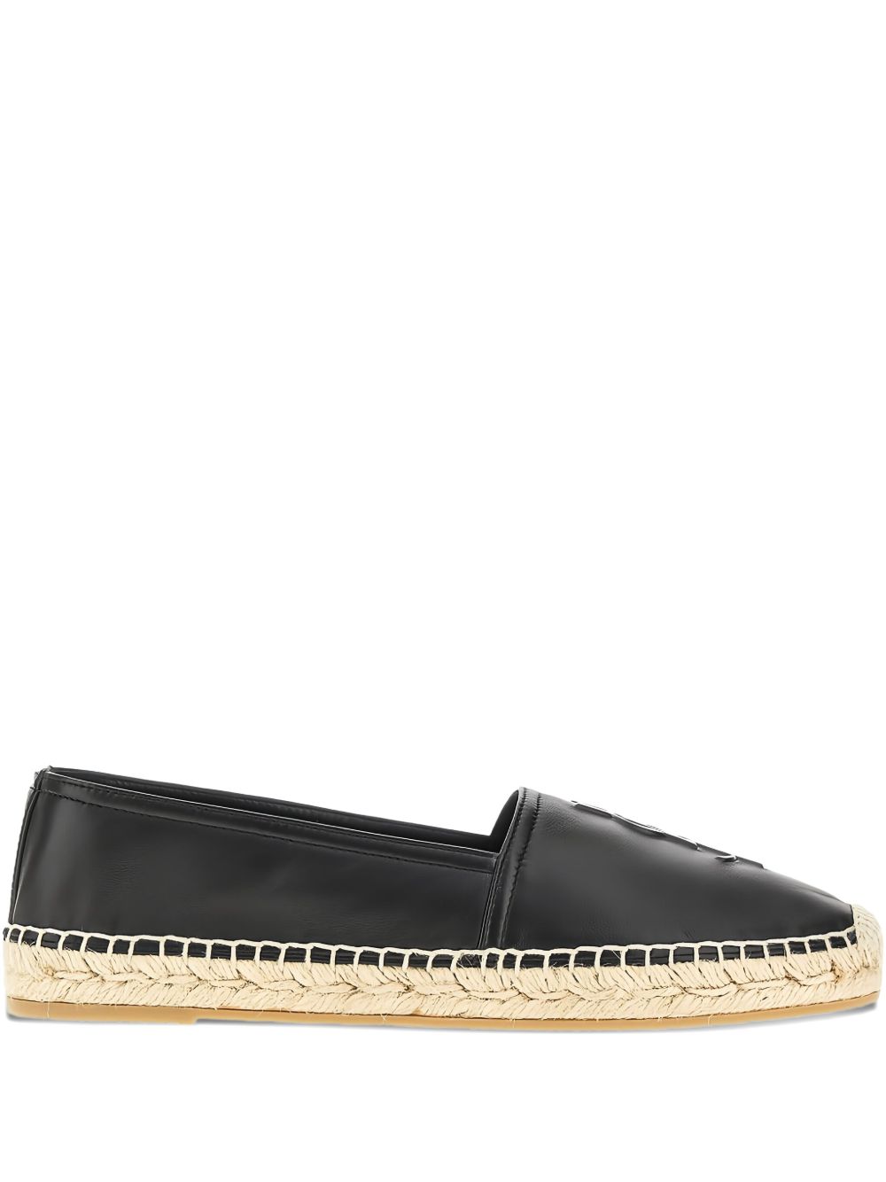 Espadrillas con logo nero/rafia