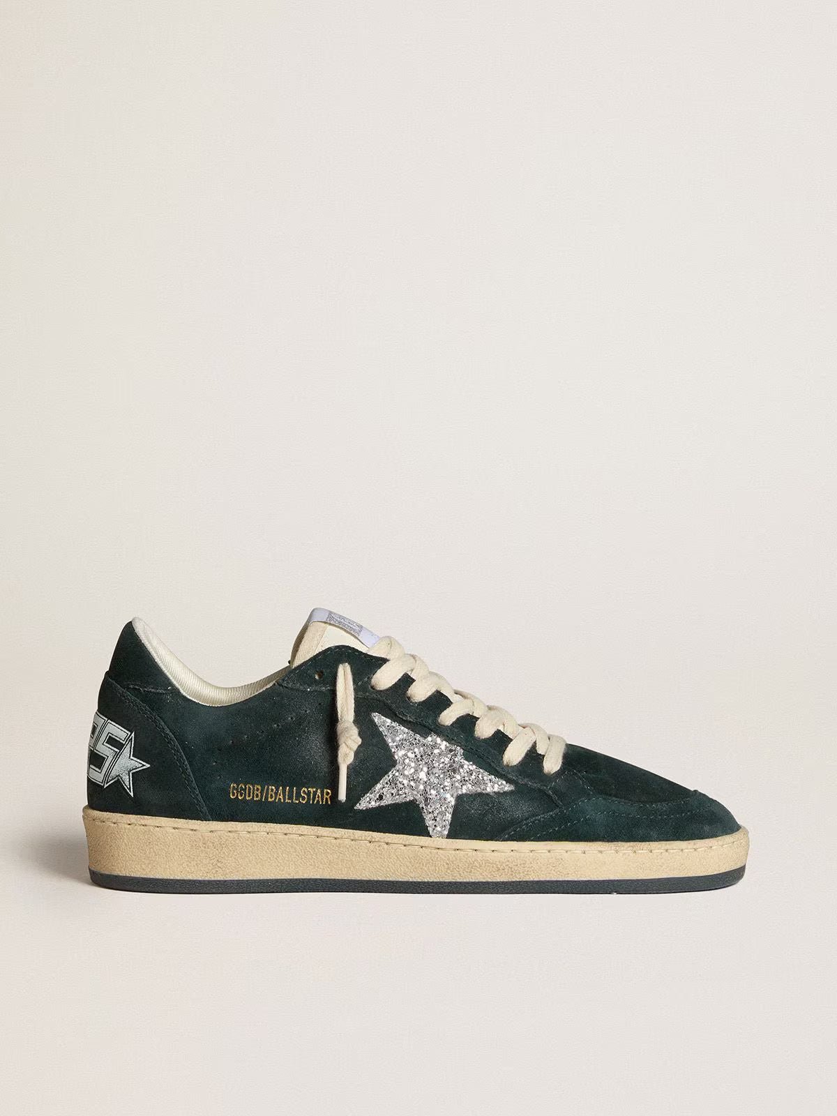 Suede verde con stella in glitter argento