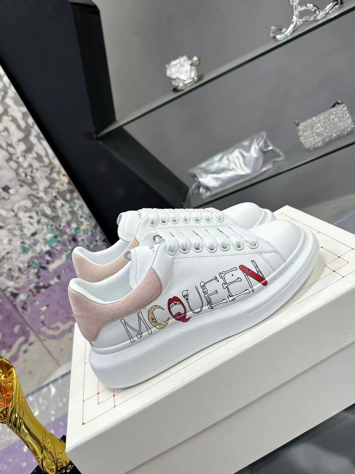 Alexander McQueen White/Pink Oversized Sneaker