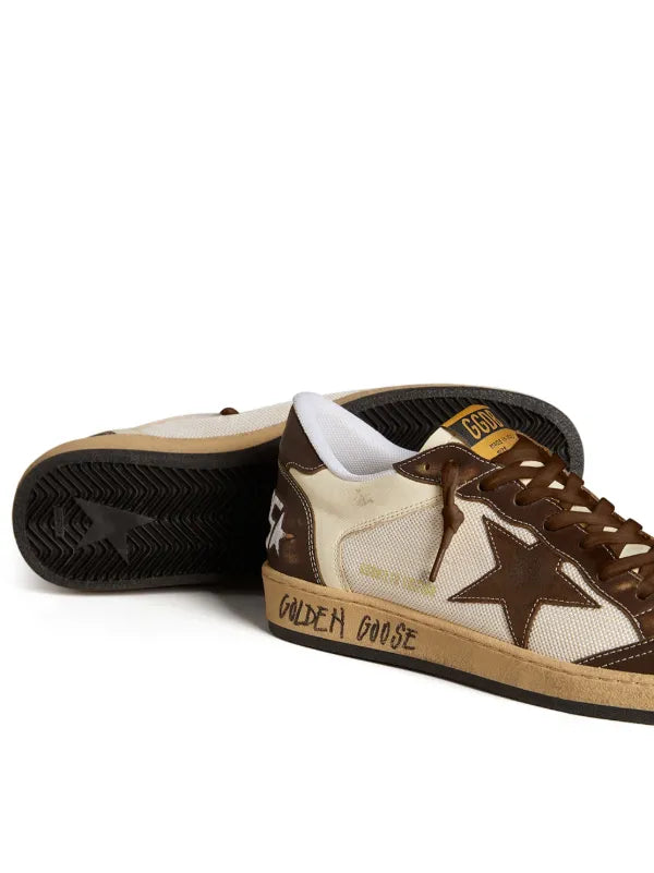 Nappa e rete con stella in suede e inserti in pelle marrone