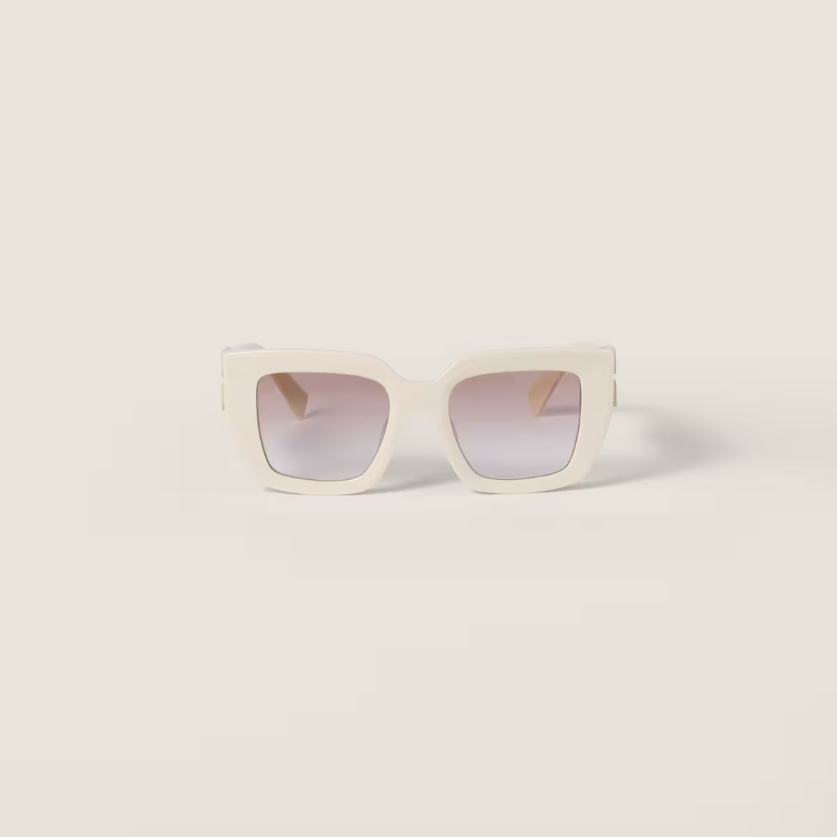 Occhiali da sole Miu Glimpse Cornice bianco latte Lenti caffè sfumate argento