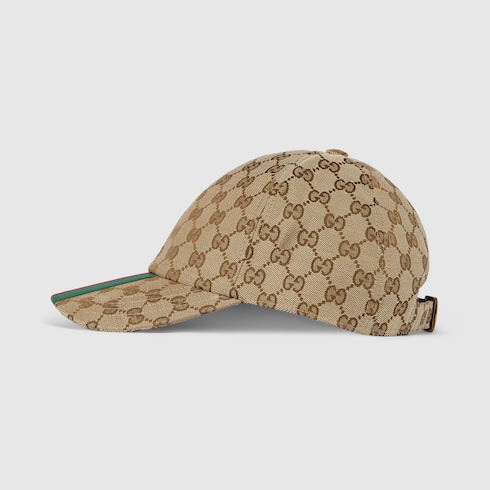 Cappellino da baseball in tessuto GG beige ed ebano