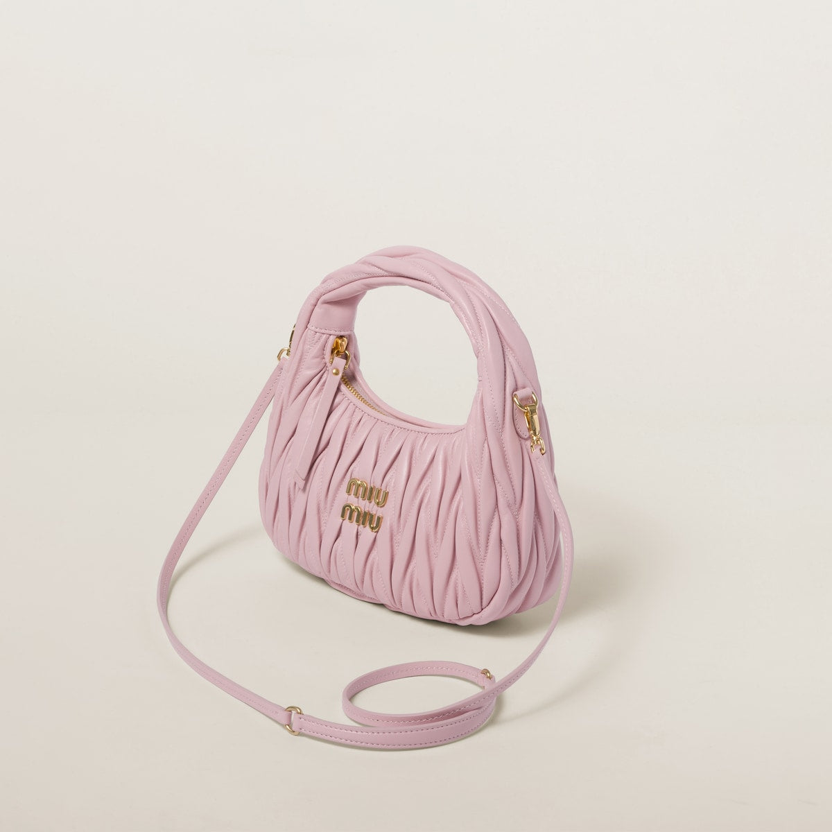 Borsa hobo Wander piccola in nappa matelassé rosa