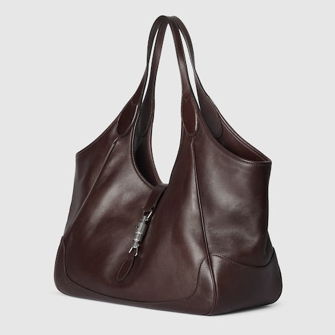 Borsa shopping Mercato misura media in pelle marrone scuro