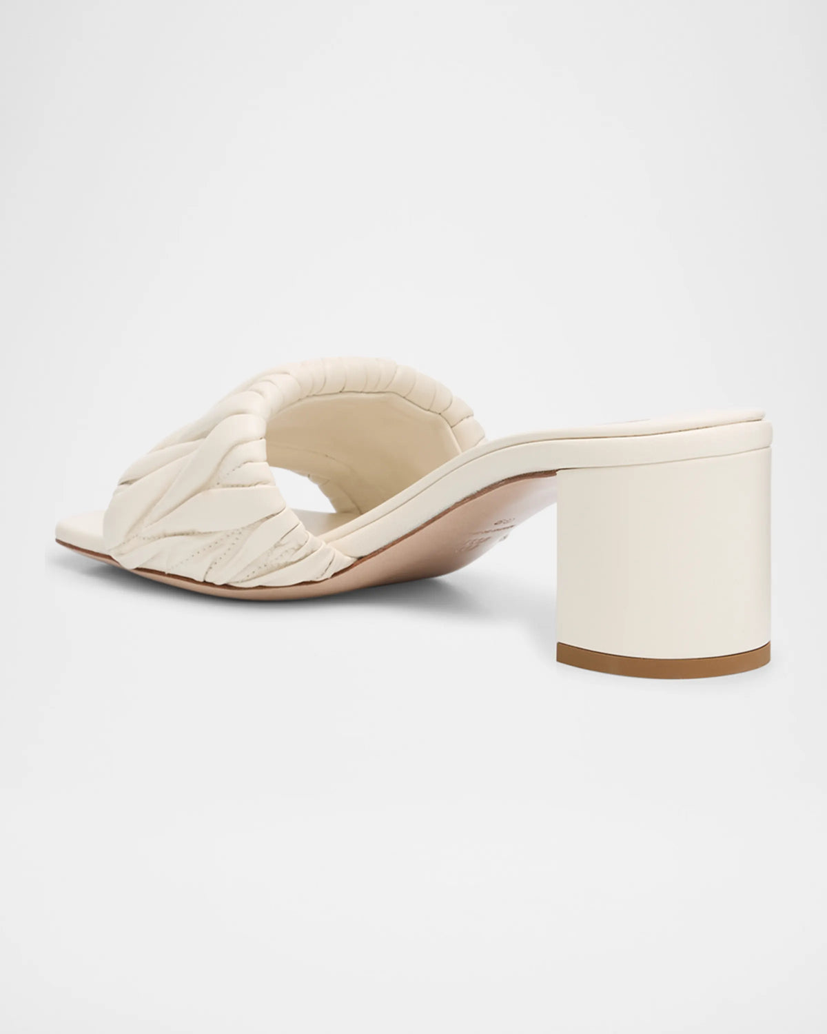 Sandali con tacco in pelle trapuntata bianca