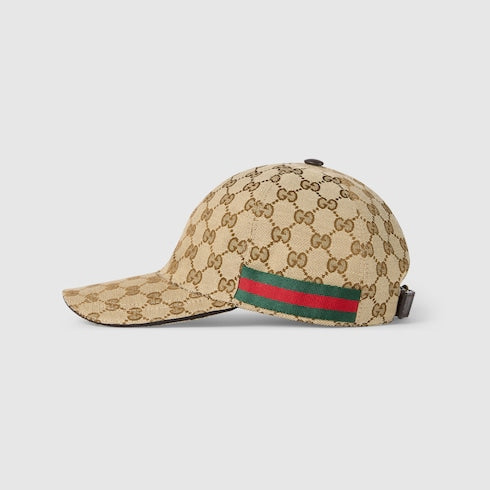 Cappellino da baseball in tessuto GG con Web beige e marrone scuro