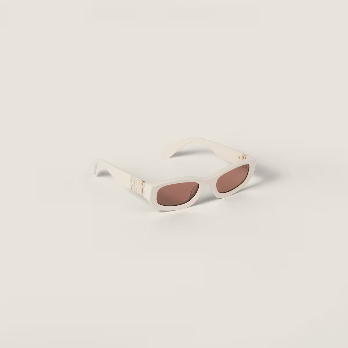 Occhiali da sole Miu Glimpse con forme basse montatura bianco latte Lenti cioccolato