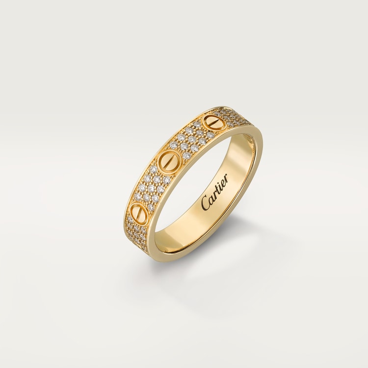Anello LOVE modello piccolo pavé in color oro