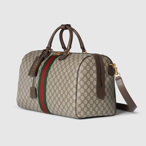 Borsone Savoy misura media tessuto beige e marrone scuro