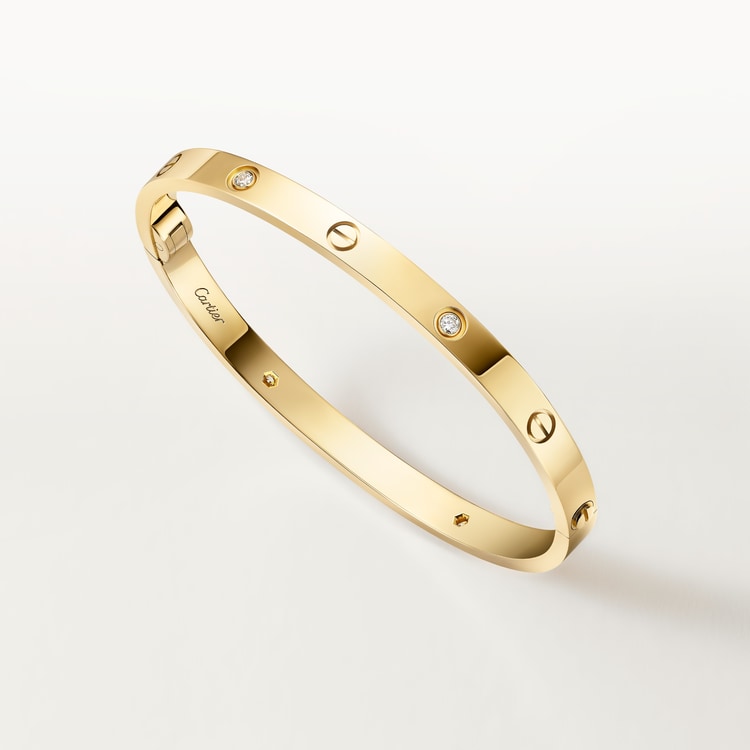 LOVE bracciale modello medio 4 diamanti oro