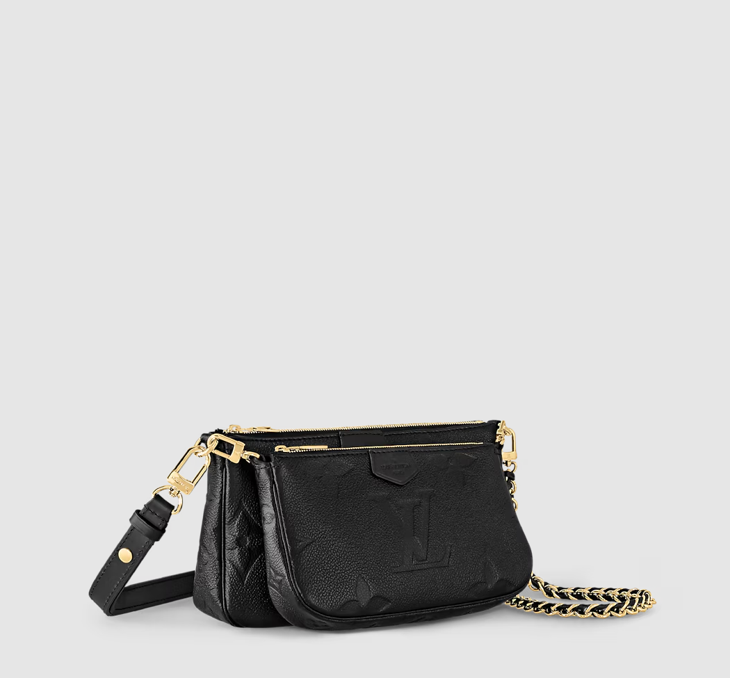 Multi Pochette Accessoires in Pelle Monogram Empreinte Nero