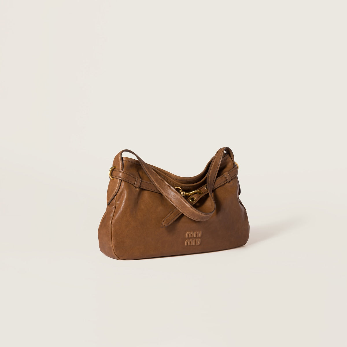 Borsa Aventure media in nappa marrone