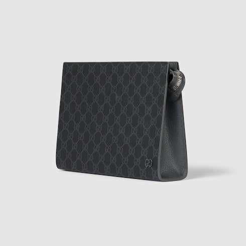 Pouch bicolore misura piccola tessuto GG supreme nero