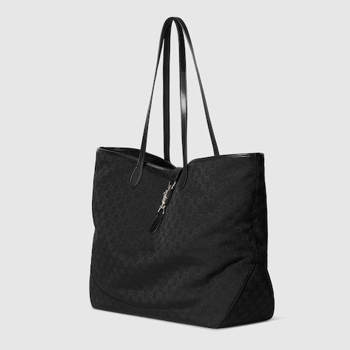 Borsa shopping GG Jackie misura grande in tessuto nera