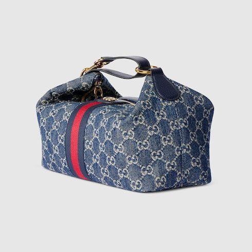Borsa a mano GG Vanity misura media blu e bianco
