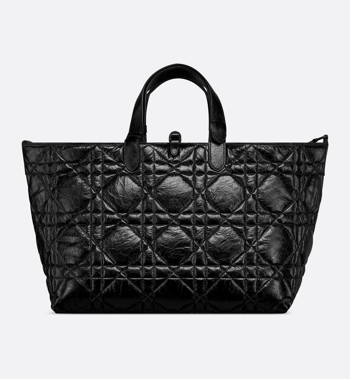 Borsa Media Toujours in Pelle di vitello increspata nera con Motivo Macrocannage