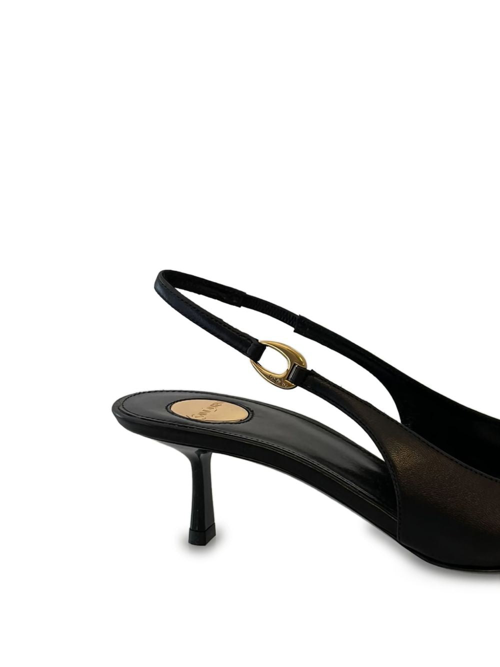 Décolleté Vendome con cinturino posteriore in pelle nera, 50 mm