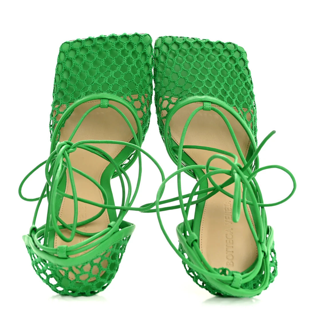 Sandali in nappa elasticizzata a rete 90 mm verde