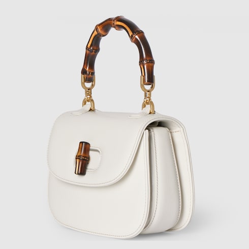 Mini borsa GG Bamboo 1947 in pelle bianca