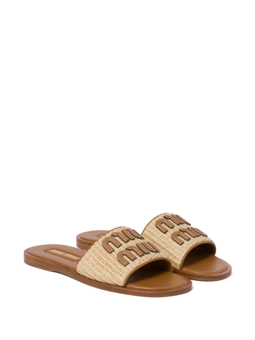 Sandali con logo in rafia beige