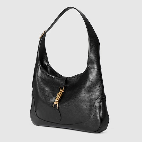 Borsa a spalla GG Jackie 1961 misura media in pelle nera