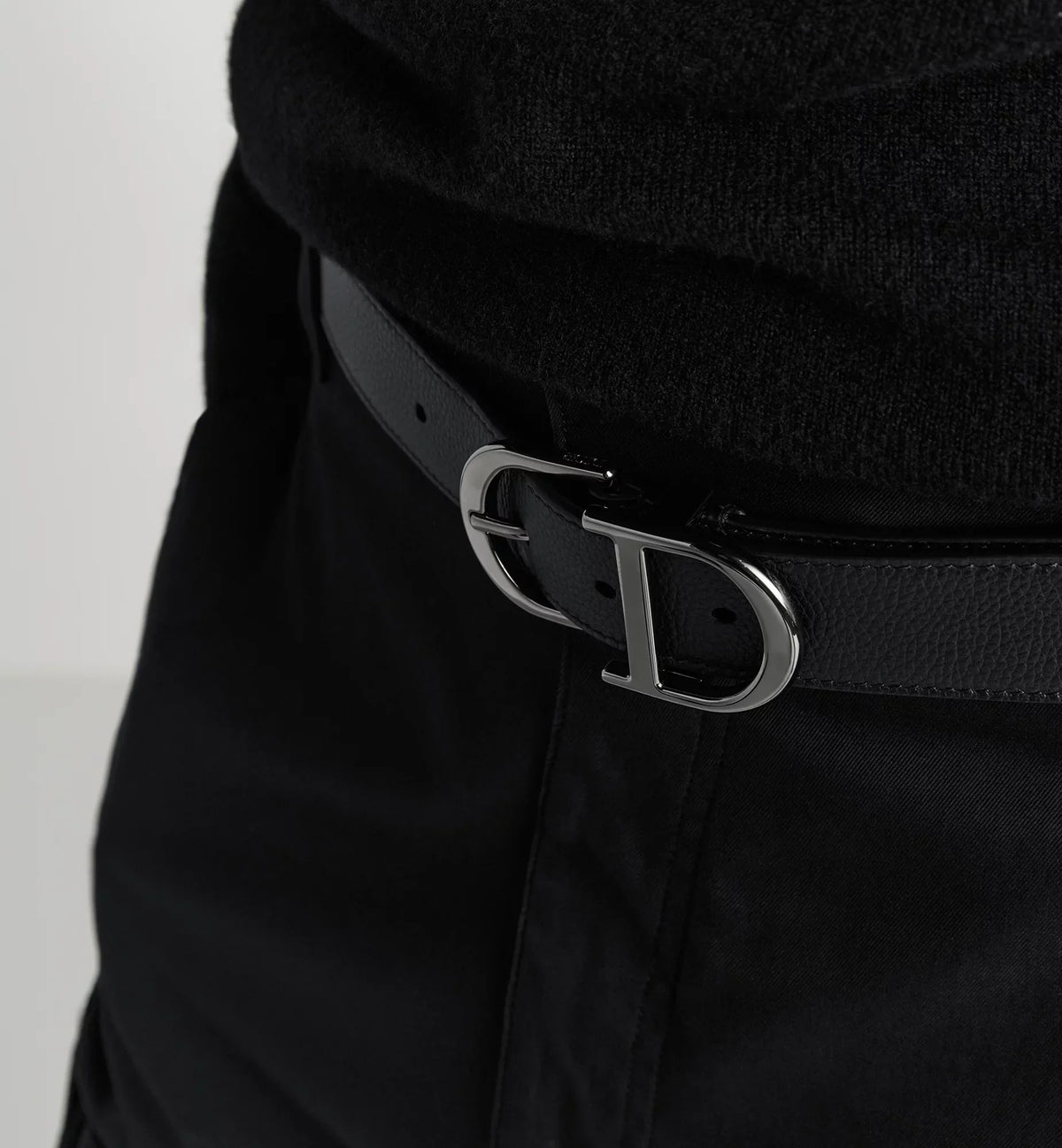 Cintura in pelle di vitello martellata nera 33 mm uomo