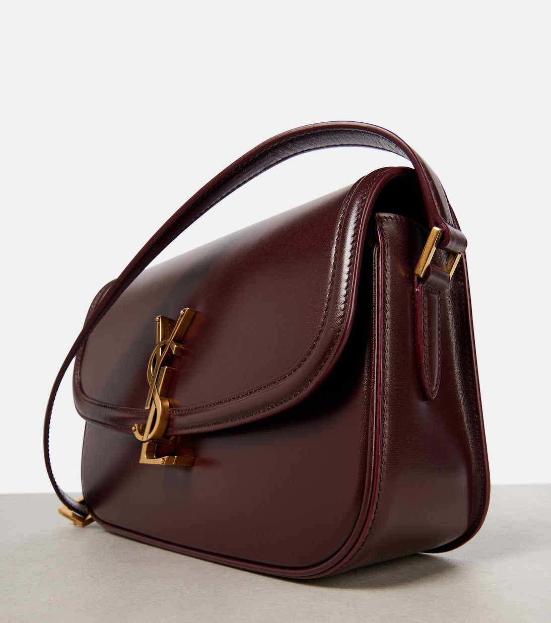 Borsa a tracolla piccola in pelle Solferino bordeaux