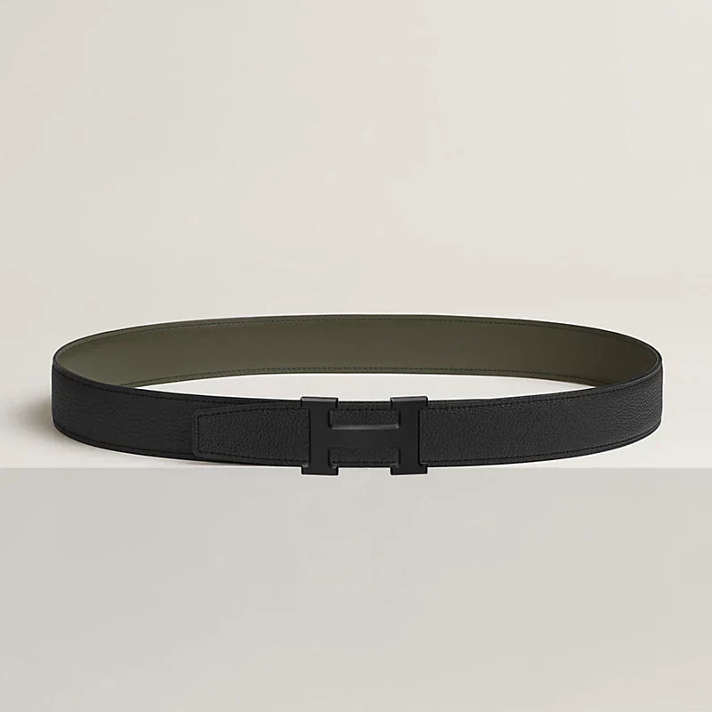 Fibbia da cintura H & Pelle reversibile per cintura 32 mm Verde / Nero Donna