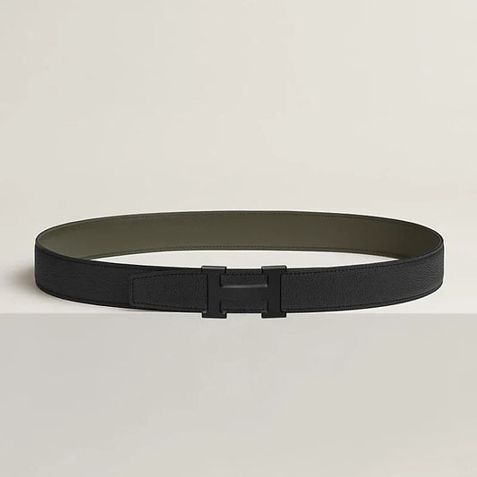 Fibbia da cintura H & Pelle reversibile per cintura 32 mm Verde / Nero Donna