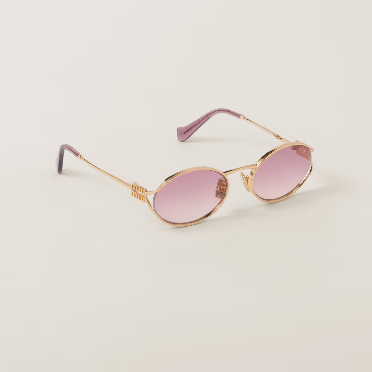 Occhiali da sole con cornice dorata e Lenti Rosa Beg Sfumato