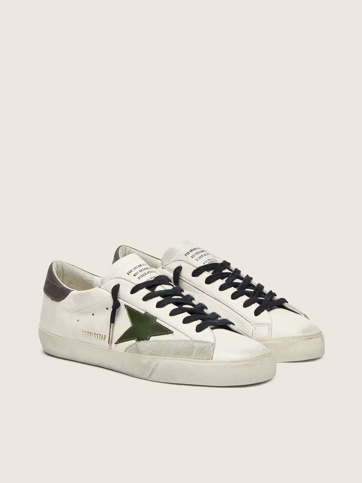 Nappa con stella in pelle verde e talloncino in pelle grigia