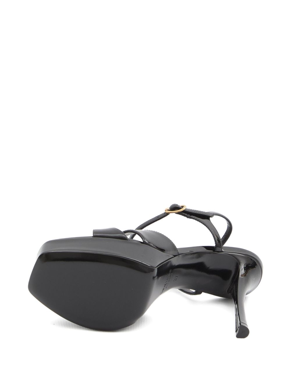 Sandali con plateau crossover 110 mm in pelle di vitello nera
