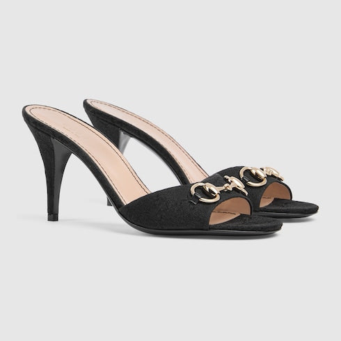Sandalo slider donna con Morsetto in tessuto nero