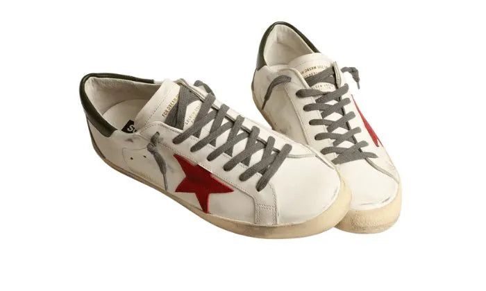 Super-Star with red suede star and green leather