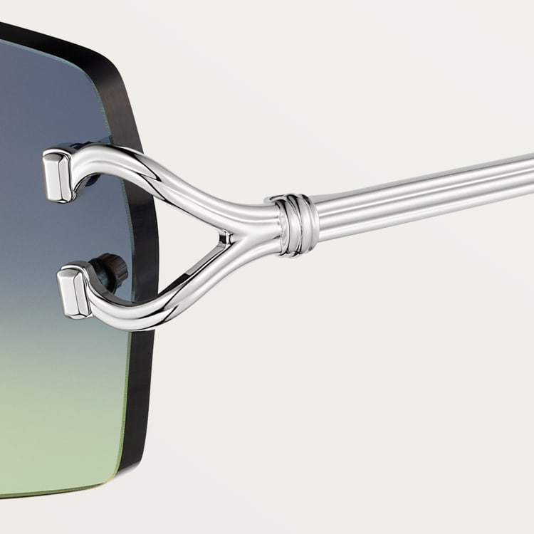 Occhiali da sole classici con motivo a C e lenti sfumate blu e verde da uomo