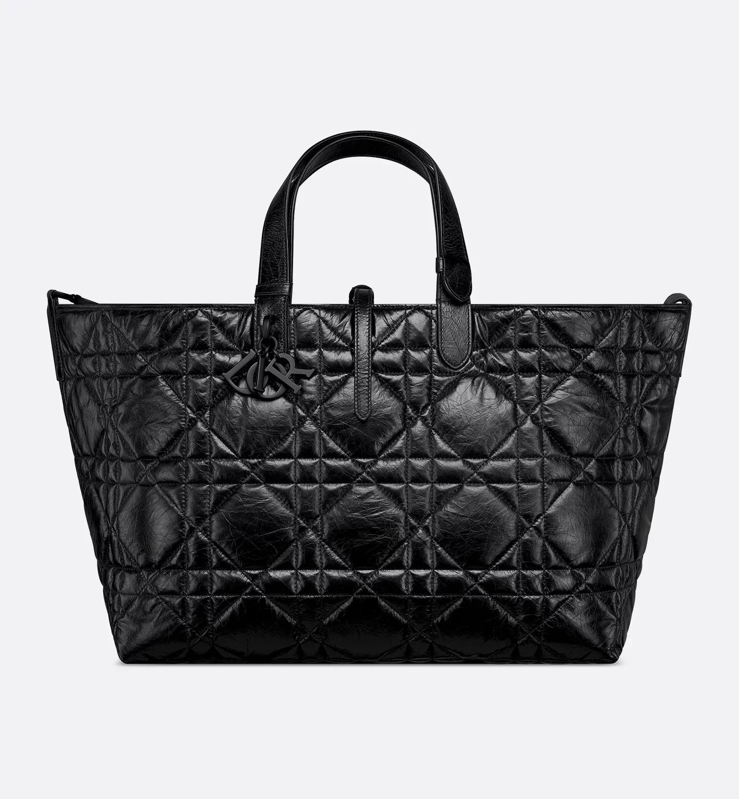 Borsa Media Toujours in Pelle di vitello increspata nera con Motivo Macrocannage