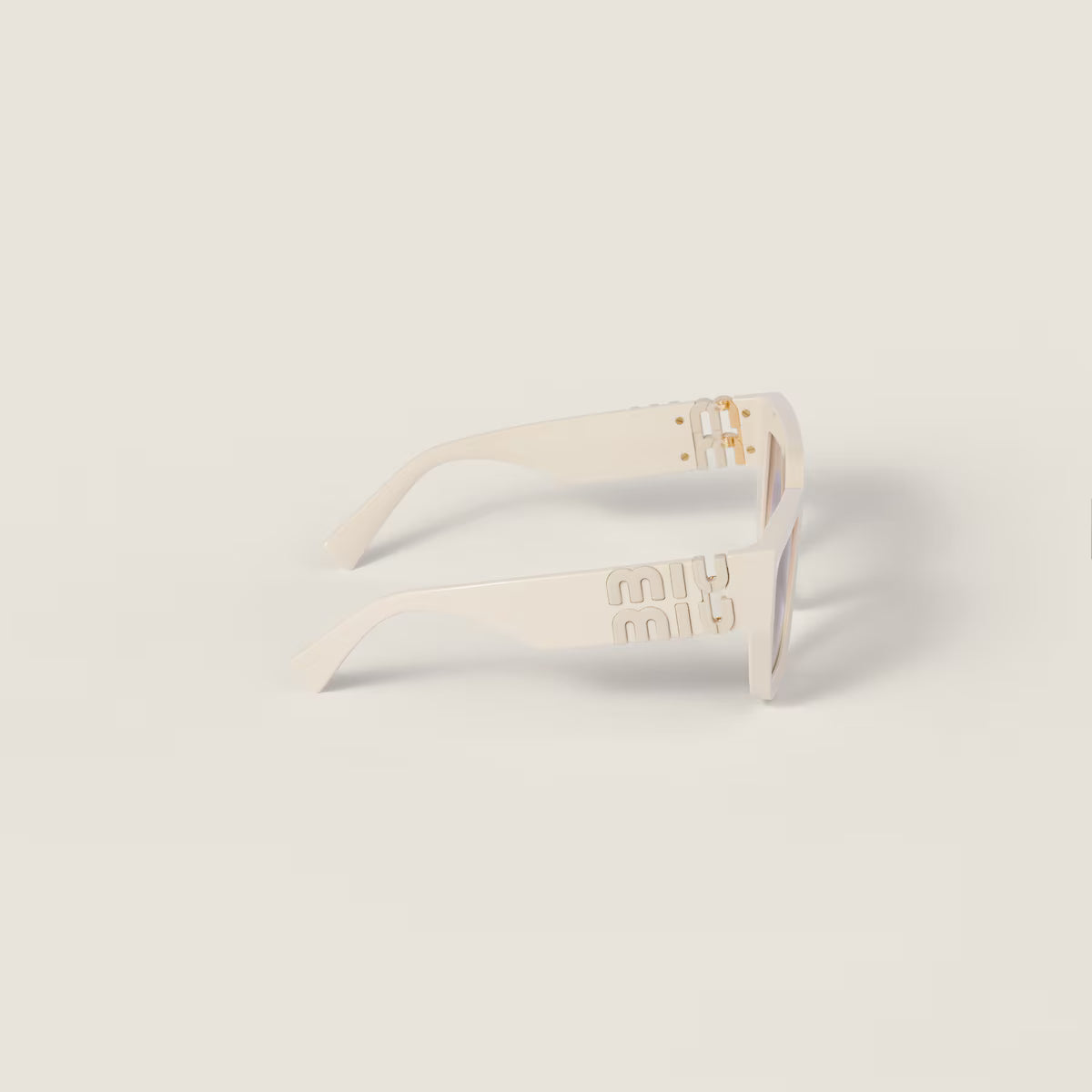 Occhiali da sole Miu Glimpse Cornice bianco latte Lenti caffè sfumate argento