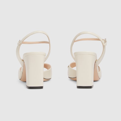 Sandalo con tacco donna con Morsetto in pelle bianca