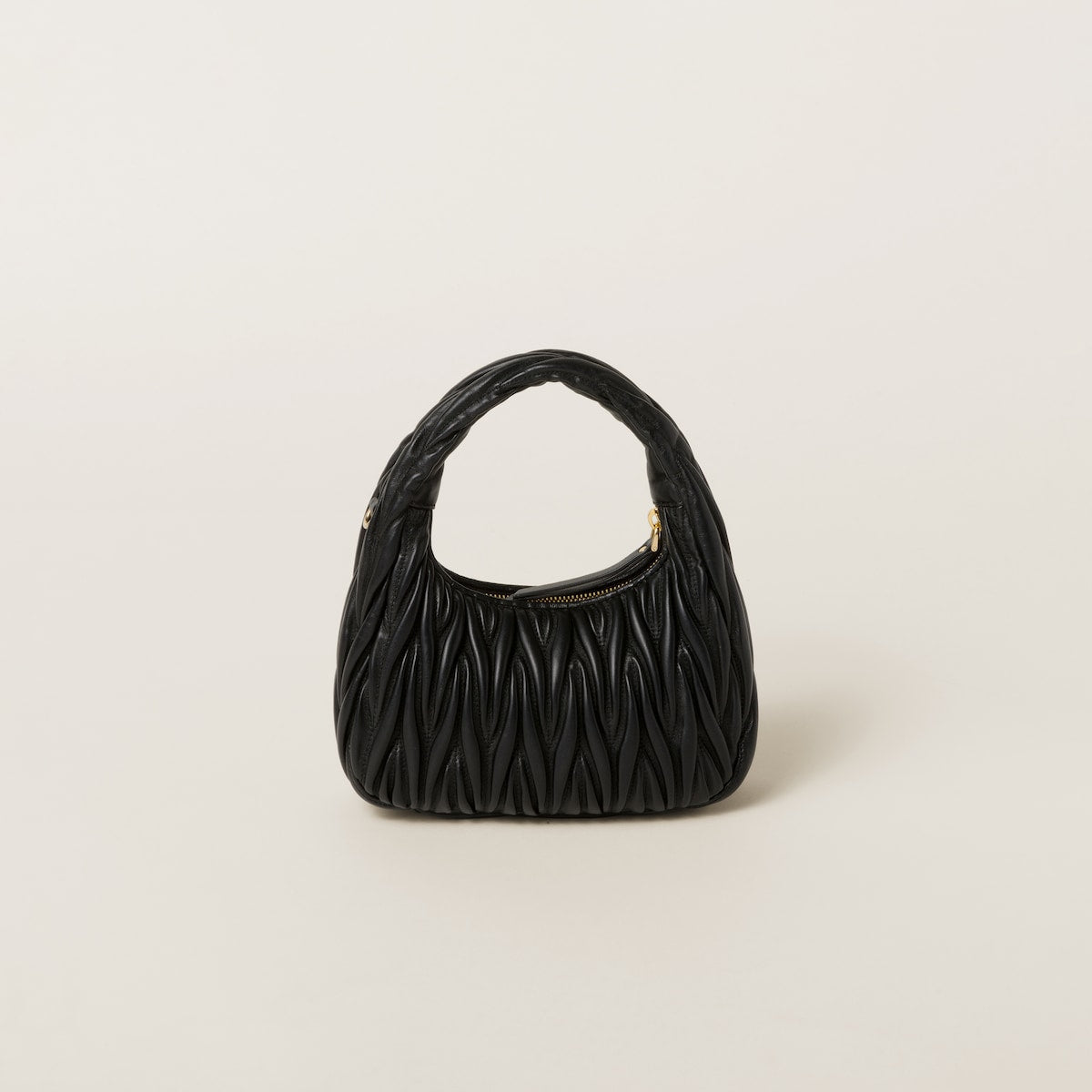 Borsa piccola hobo Wander in nappa matelassé nera