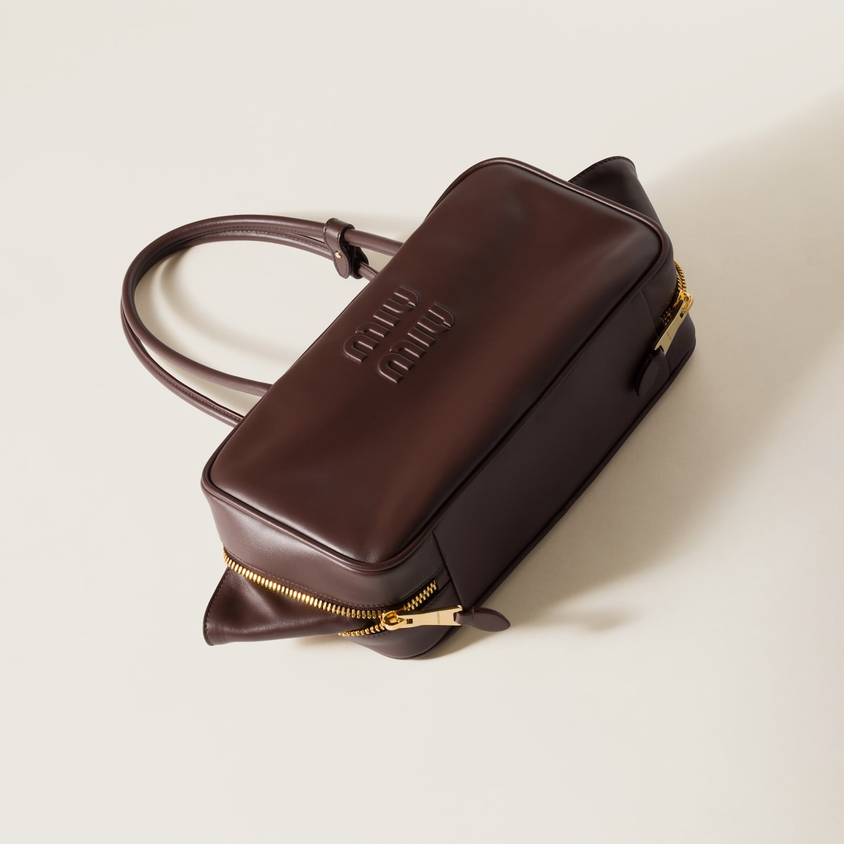 Borsa Beau media in pelle marrone