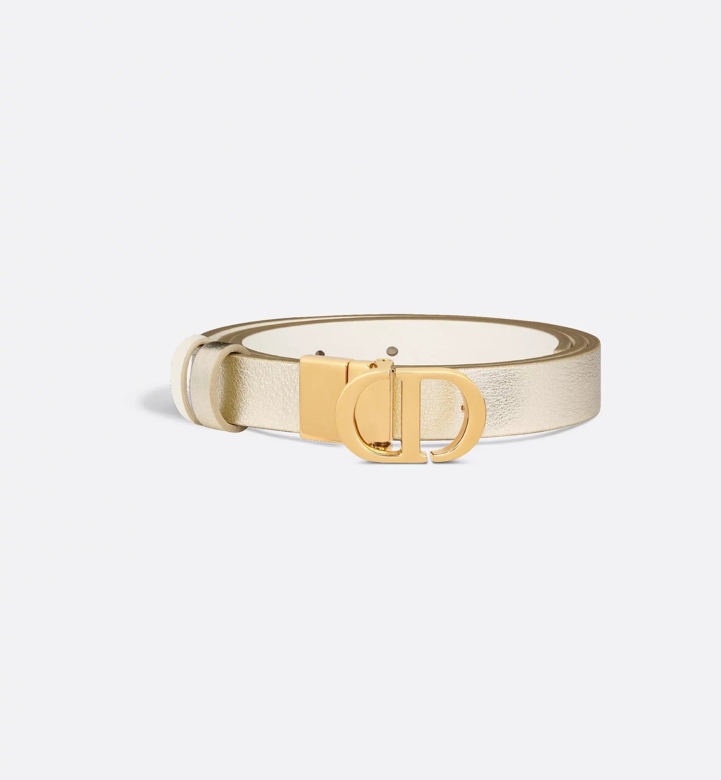 Cintura reversibile 30 Montaigne in pelle di vitello liscia color oro e latte 20 mm donna