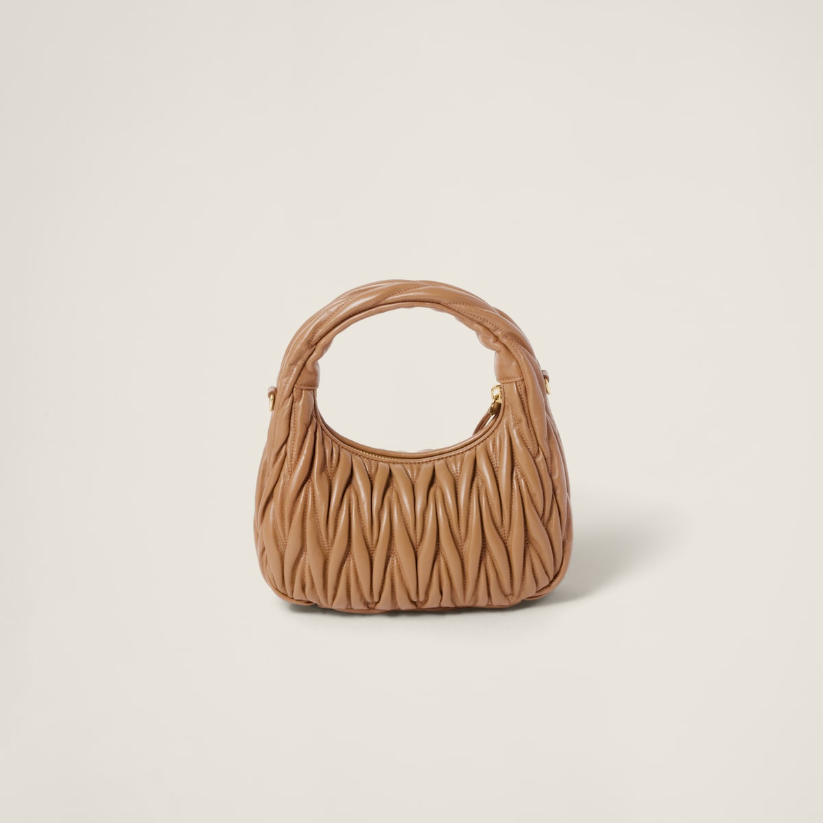 Borsa hobo Wander piccola in nappa matelassé caramello