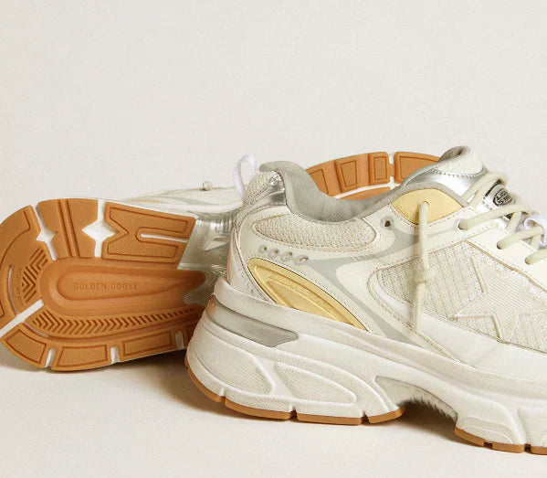 Lightstar in pelle e mesh bianchi e stella bianco vissuto
