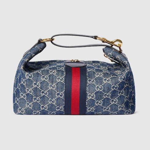 Borsa a mano GG Vanity misura media blu e bianco