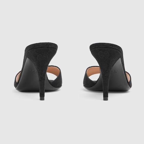 Sandalo slider donna con Morsetto in tessuto nero