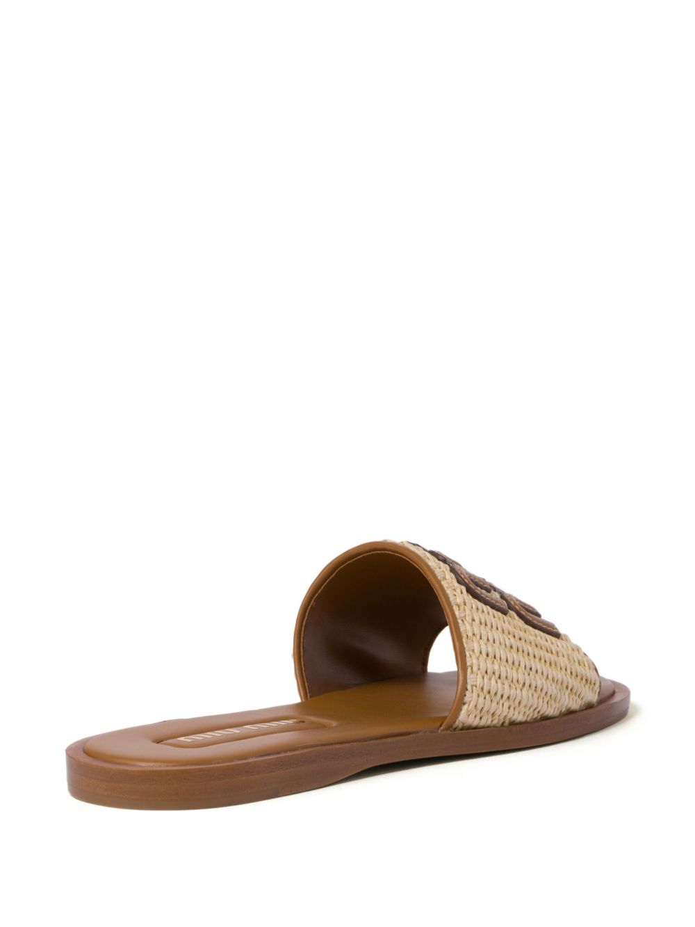 Sandali con logo in rafia beige